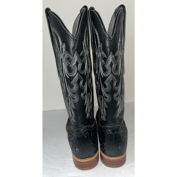 Los Altos Cowboy Boots Mens 7EE Black Exotic Genuine Python Snake Pointed Toe‎ - Picture 4 of 10